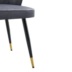 Langham Set Of 2 Grey Velvet Upholstered Carver Dining Chairs -Daals DCH 2143 GREY VEL 2P detail3