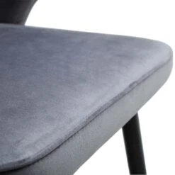 Langham Set Of 2 Grey Velvet Upholstered Carver Dining Chairs -Daals DCH 2143 GREY VEL 2P detail4