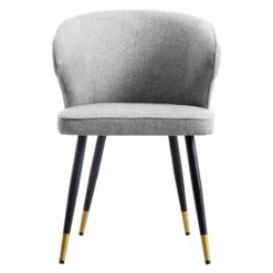 Langham Set Of 2 Grey Woven Fabric Carver Dining Chairs With Fluted Back -Daals DCH 2143 GREY WOV 2P WB2