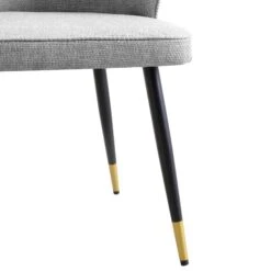 Langham Set Of 2 Grey Woven Fabric Carver Dining Chairs With Fluted Back -Daals DCH 2143 GREY WOV 2P detail4