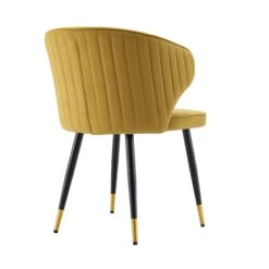 Langham Set Of 2 Mustard Velvet Upholstered Carver Dining Chairs -Daals DCH 2143 MUSTARD VEL 2P WB6