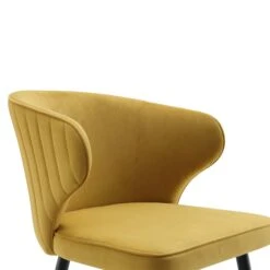 Langham Set Of 2 Mustard Velvet Upholstered Carver Dining Chairs -Daals DCH 2143 MUSTARD VEL 2P detail1