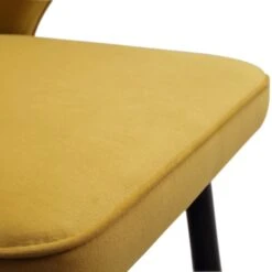 Langham Set Of 2 Mustard Velvet Upholstered Carver Dining Chairs -Daals DCH 2143 MUSTARD VEL 2P detail4
