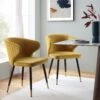Langham Set Of 2 Mustard Velvet Upholstered Carver Dining Chairs