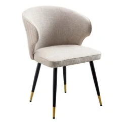 Langham Set Of 2 Oatmeal Woven Fabric Carver Dining Chairs With Fluted Back 17 Langham Set Of 2 Oatmeal Woven Fabric Carver Dining Chairs With Fluted Back -Daals DCH 2143 TAUPE WOV 2P WB2