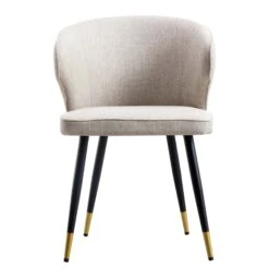 Langham Set Of 2 Oatmeal Woven Fabric Carver Dining Chairs With Fluted Back 19 Langham Set Of 2 Oatmeal Woven Fabric Carver Dining Chairs With Fluted Back -Daals DCH 2143 TAUPE WOV 2P WB3