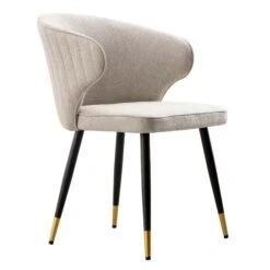 Langham Set Of 2 Oatmeal Woven Fabric Carver Dining Chairs With Fluted Back 20 Langham Set Of 2 Oatmeal Woven Fabric Carver Dining Chairs With Fluted Back -Daals DCH 2143 TAUPE WOV 2P WB4