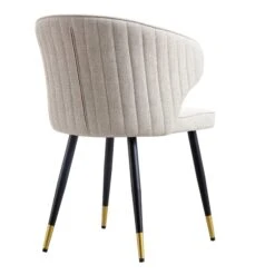 Langham Set Of 2 Oatmeal Woven Fabric Carver Dining Chairs With Fluted Back 22 Langham Set Of 2 Oatmeal Woven Fabric Carver Dining Chairs With Fluted Back -Daals DCH 2143 TAUPE WOV 2P WB6