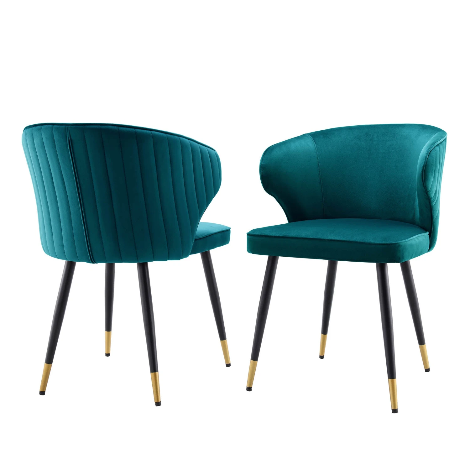 Langham Set Of 2 Teal Velvet Upholstered Carver Dining Chairs 2 Langham Set Of 2 Teal Velvet Upholstered Carver Dining Chairs - Image 2
