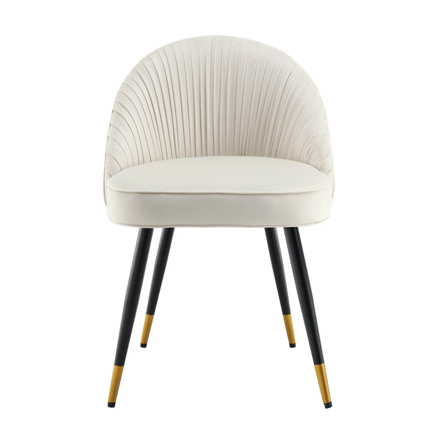 Miyae Set Of 2 Pleated Champange Velvet Upholstered Dining Chairs 5 Miyae Set Of 2 Pleated Champange Velvet Upholstered Dining Chairs - Image 5