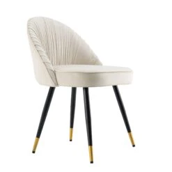 Miyae Set Of 2 Pleated Champange Velvet Upholstered Dining Chairs 18 Miyae Set Of 2 Pleated Champange Velvet Upholstered Dining Chairs -Daals DCH 2144 CHAMP VEL 2P WB5