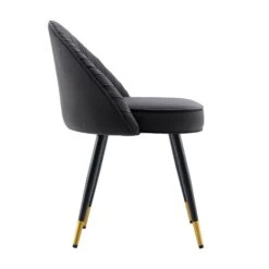 Miyae Set Of 2 Pleated Charcoal Velvet Upholstered Dining Chairs -Daals DCH 2144 CHARCOAL VEL 2P WB5