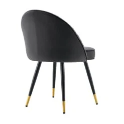 Miyae Set Of 2 Pleated Charcoal Velvet Upholstered Dining Chairs -Daals DCH 2144 CHARCOAL VEL 2P WB6