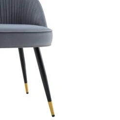 Miyae Set Of 2 Pleated Light Grey Velvet Upholstered Dining Chairs -Daals DCH 2144 LIGHTGREY VEL 2P detail3