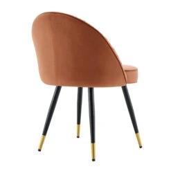 Miyae Set Of 2 Pleated Burnt Orange Velvet Upholstered Dining Chairs 19 Miyae Set Of 2 Pleated Burnt Orange Velvet Upholstered Dining Chairs -Daals DCH 2144 ORANGE VEL 2P WB6