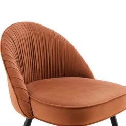 Miyae Set Of 2 Pleated Burnt Orange Velvet Upholstered Dining Chairs 20 Miyae Set Of 2 Pleated Burnt Orange Velvet Upholstered Dining Chairs -Daals DCH 2144 ORANGE VEL 2P detail1
