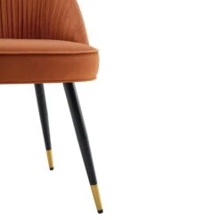 Miyae Set Of 2 Pleated Burnt Orange Velvet Upholstered Dining Chairs 22 Miyae Set Of 2 Pleated Burnt Orange Velvet Upholstered Dining Chairs -Daals DCH 2144 ORANGE VEL 2P detail3