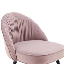 Miyae Set Of 2 Pleated Pale Pink Velvet Upholstered Dining Chairs -Daals DCH 2144 PINK VEL 2P detail1