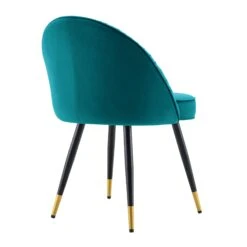 Miyae Set Of 2 Pleated Teal Velvet Upholstered Dining Chairs -Daals DCH 2144 TEAL VEL 2P WB6