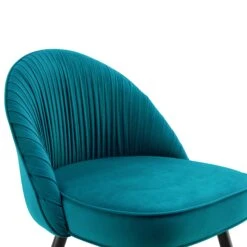 Miyae Set Of 2 Pleated Teal Velvet Upholstered Dining Chairs -Daals DCH 2144 TEAL VEL 2P detail1