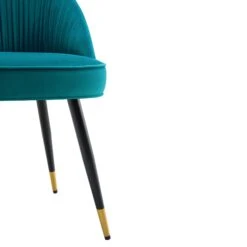 Miyae Set Of 2 Pleated Teal Velvet Upholstered Dining Chairs -Daals DCH 2144 TEAL VEL 2P detail3