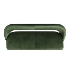 Oakley Dark Green Velvet Upholstered 3 Seater Dining Bench With Contrast Piping -Daals DCH 2147 DARKGREEN VEL WB3