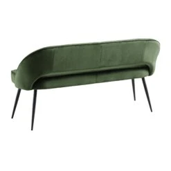 Oakley Dark Green Velvet Upholstered 3 Seater Dining Bench With Contrast Piping -Daals DCH 2147 DARKGREEN VEL WB5