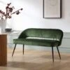 Oakley Dark Green Velvet Upholstered 3 Seater Dining Bench With Contrast Piping