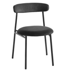 Donna Set Of 2 Charcoal Velvet Dining Chairs -Daals DCH 2149 CHARCOAL VEL 2P WB3