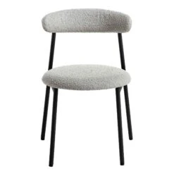 Donna Set Of 2 Light Grey Boucle Dining Chairs -Daals DCH 2149 GREY BOUCLE 2P WB2