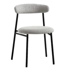 Donna Set Of 2 Light Grey Boucle Dining Chairs -Daals DCH 2149 GREY BOUCLE 2P WB3