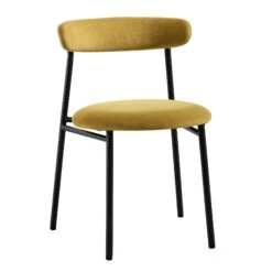 Donna Set Of 2 Mustard Yellow Velvet Dining Chairs -Daals DCH 2149 MUSTARD VEL 2P WB3