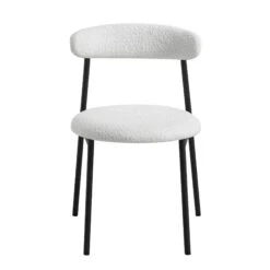 Donna Set Of 2 White Boucle Dining Chairs -Daals DCH 2149 WHITE BOUCLE 2P WB2