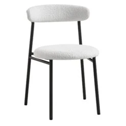 Donna Set Of 2 White Boucle Dining Chairs -Daals DCH 2149 WHITE BOUCLE 2P WB3