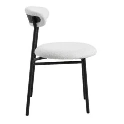 Donna Set Of 2 White Boucle Dining Chairs -Daals DCH 2149 WHITE BOUCLE 2P WB4