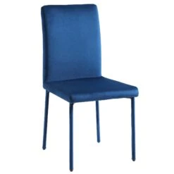 Fernie Set Of 2 Navy Blue Velvet Dining Chairs With Upholstered Legs -Daals DCH 2151 NAVY VEL 2P WB3