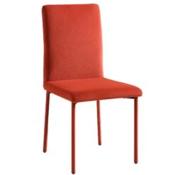 Fernie Set Of 2 Ochre Burnt Orange Velvet Dining Chairs With Upholstered Legs -Daals DCH 2151 OCHRE VEL 2P WB3