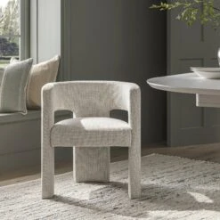 Greenwich Oatmeal & Beige Woven Textured Fabric Dining Chair 18 Greenwich Oatmeal & Beige Woven Textured Fabric Dining Chair -Daals DCH 2159 OAT WOV scene2