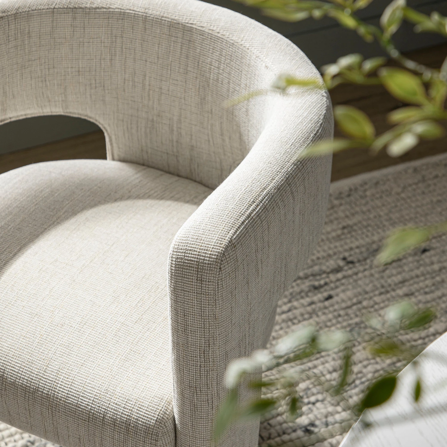Greenwich Oatmeal & Beige Woven Textured Fabric Dining Chair 5 Greenwich Oatmeal & Beige Woven Textured Fabric Dining Chair - Image 5