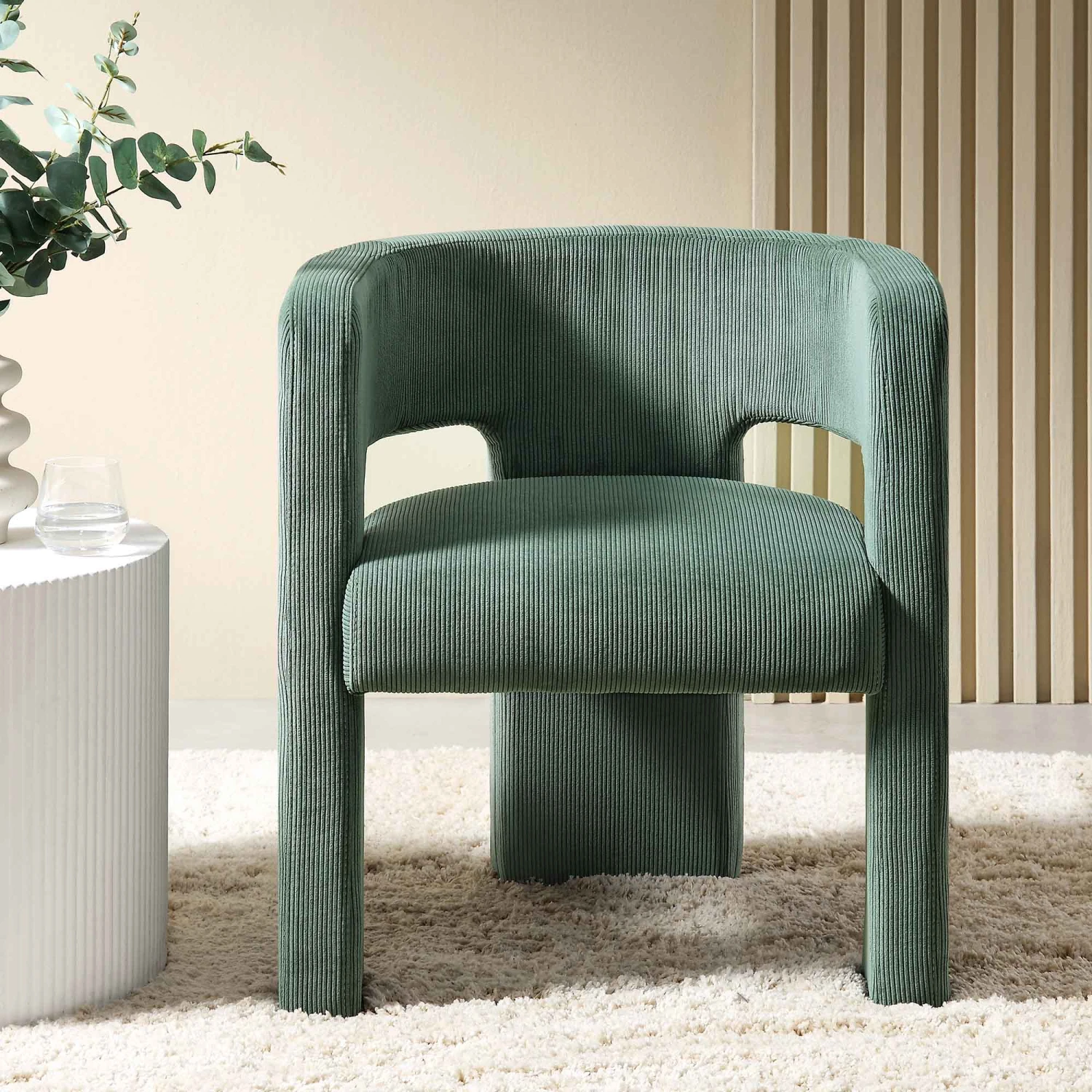 Greenwich Sage Green Corduroy Dining Chair 2 Greenwich Sage Green Corduroy Dining Chair - Image 2