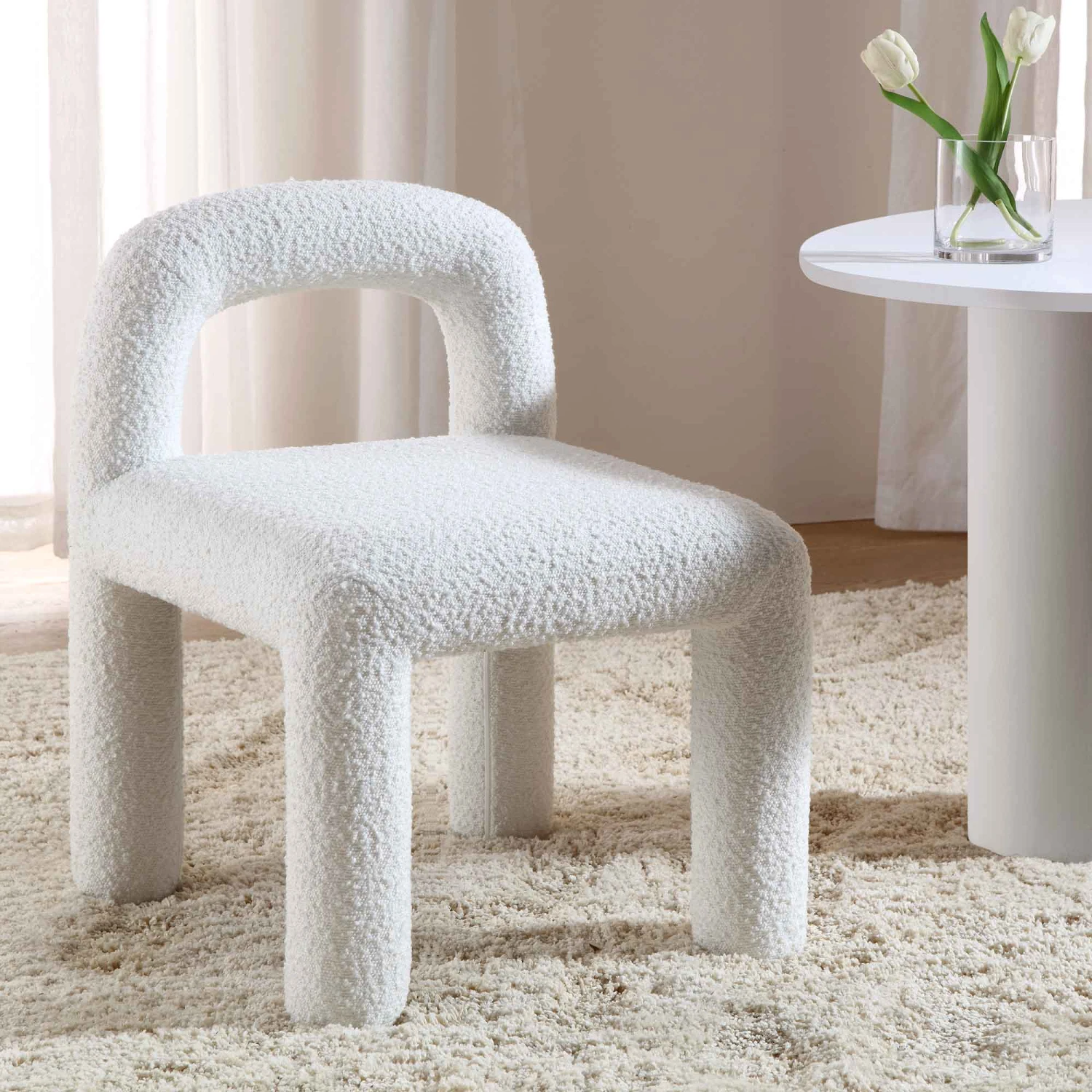 Libby White Boucle Dining Chair 1 Libby White Boucle Dining Chair