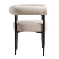 Fulbourn Champagne Velvet Dining Chair With Black Legs -Daals DCH 2162 CHAMP VEL BLACK WB3
