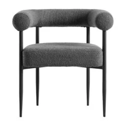 Fulbourn Charcoal Boucle Dining Chair With Black Metal Legs -Daals DCH 2162 CHARCOAL BOUCLE BLACK WB1