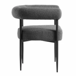Fulbourn Charcoal Boucle Dining Chair With Black Metal Legs -Daals DCH 2162 CHARCOAL BOUCLE BLACK WB3
