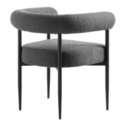 Fulbourn Charcoal Boucle Dining Chair With Black Metal Legs -Daals DCH 2162 CHARCOAL BOUCLE BLACK WB4