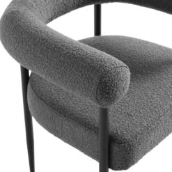 Fulbourn Charcoal Boucle Dining Chair With Black Metal Legs -Daals DCH 2162 CHARCOAL BOUCLE BLACK detail2