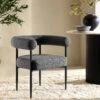Fulbourn Charcoal Boucle Dining Chair With Black Metal Legs