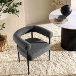 Fulbourn Charcoal Boucle Dining Chair With Black Metal Legs -Daals DCH 2162 CHARCOAL BOUCLE BLACK scene2