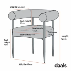 Fulbourn White Boucle Dining Chair With Natural Wood Effect Legs -Daals DCH 2162 CHART 3