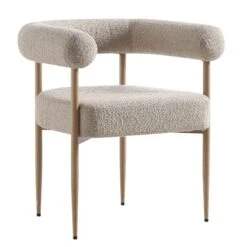 Fulbourn Taupe Boucle Dining Chair With Natural Wood Effect Legs -Daals DCH 2162 TAUPE BOUCLE NAT WB2